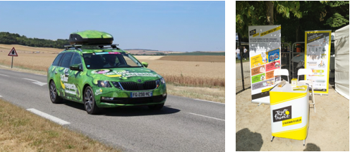 Voiture environnement et stand Connexions Tour de France
